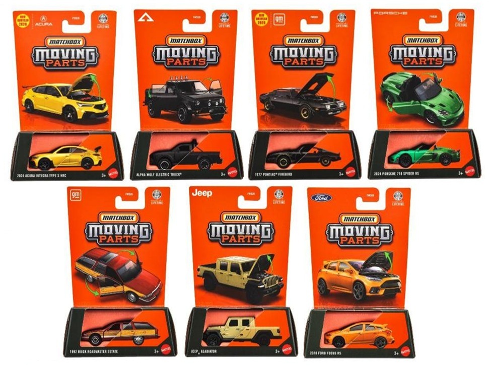 画像: 【仮予約】PRE-ORDER - 【2026 MATCHBOX MOVING PARTS　"M"アソート 8個入り】2024 アキュラ インテグラ タイプ S HRC/アルファ ウルフ エレクトリック トラック/1977 ポンティアック ファイヤーバード/2024 ポルシェ 718 スパイダー RS/1992 ビュイック ロードマスター エステート/ジープ グラディエーター/2018 フォード フォーカス RS (2026年6月下旬入荷予定）