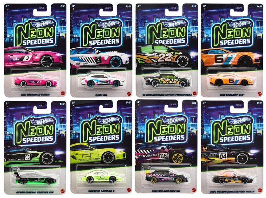 画像: 【仮予約】PRE-ORDER - 2026【ネオン・スピーダーズ アソート Gアソート(10個入り)】2017 日産 GT-R（R35）/BMW M4/'22 フォード マーベリック カスタム/2017 カマロ ZL1/アストンマーティン バンテージ GTE/ポルシェ ケイマン S/2016 スバル WRX STI/2004 マツダ マツダスピード ミアータ(2026年7月初旬入荷予定）