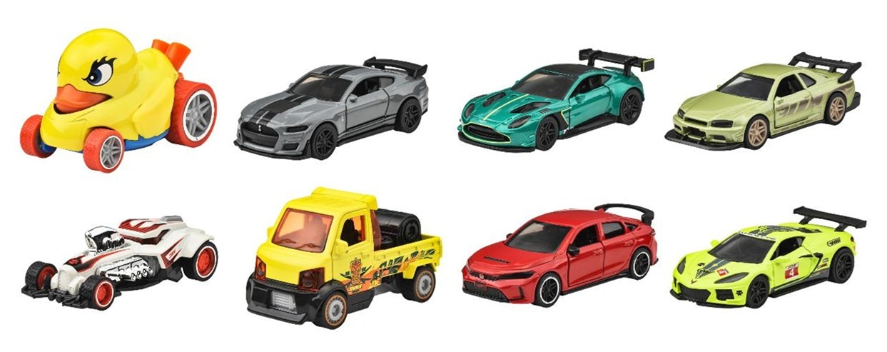 画像: 【仮予約】PRE-ORDER - 2026 HW プルバック 1:43【Rアソート (8個入り)】ダックン・ロール/'20 フォード マスタング シェルビー GT500/'24 アストンマーティン バンテージ GT3/1999 日産 スカイライン GT-R (R34)/フュージョンバスタ/マイティー K/ホンダ シビック タイプR/コルベット C8.R(お取り置き不可)(2026年7月中旬入荷予定）