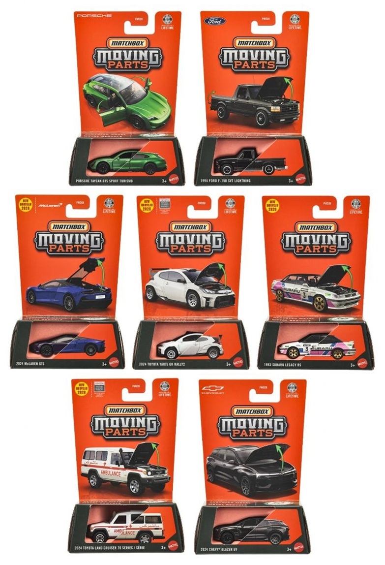 画像: 【仮予約】PRE-ORDER - 【2026 MATCHBOX MOVING PARTS　"N"アソート 8個入り】ポルシェ タイカン GTS スポーツ ツーリスモ/1994 フォード F-150 SVT ライトニング/2024 マクラーレン GTS/2024 トヨタ ヤリス GR ラリー2/1993 スバル レガシィ RS/2024 トヨタ ランドクルーザー 70 シリーズ/2024 シェビー ブレイザー EV(2026年7月下旬入荷予定）
