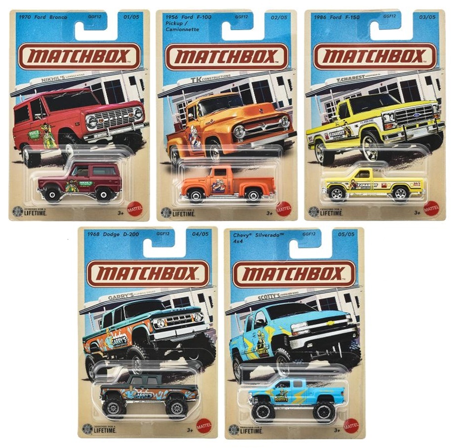 画像: 【仮予約】PRE-ORDER - 2026 MATCHBOX【テーマ アソート - トラックス 5種セット】1970 フォード ブロンコ/1956 フォード F-100 ピックアップ/1986 フォード F-150/1968 ダッジ D-200/シェビー シルバラード 4x4(2026年7月下旬入荷予定）