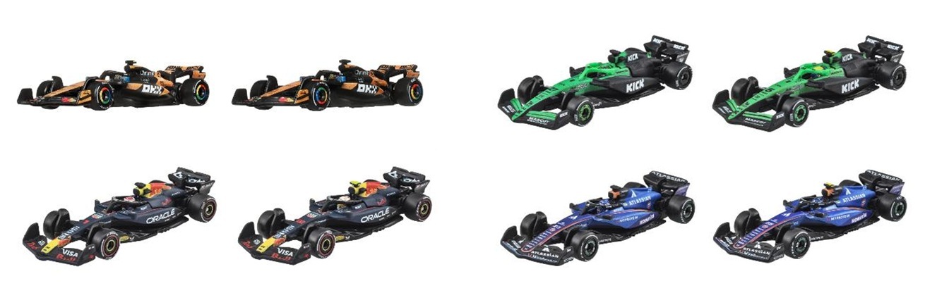 画像: 【仮予約】PRE-ORDER - 2025 HW FORMULA 1 【"FORMULA 1" プレミアム レース 2パック Bアソート(4個入り)】マクラーレン フォーミュラ 1 チーム/キック ザウバー F1チーム/オラクル レッドブル・レーシング/アトラシアン ウィリアムズ レーシング(2026年8月下旬入荷予定）