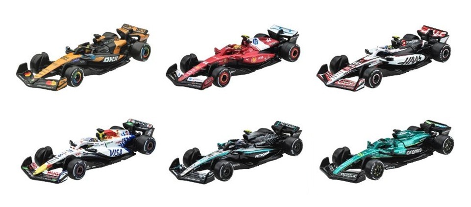 画像: 【仮予約】PRE-ORDER - 2025 HW FORMULA 1 【"FORMULA 1" レース Lアソートメント(8個入り)】マクラーレン(#81)/スクーデリア・フェラーリ HP (#44)/マネーグラム・ハース(#87)/ビザ・キャッシュアップ レーシングブルズ(#6)/メルセデス-AMG ペトロナス(#12)/アストンマーティン アラムコ(#18)(2026年8月下旬入荷予定）