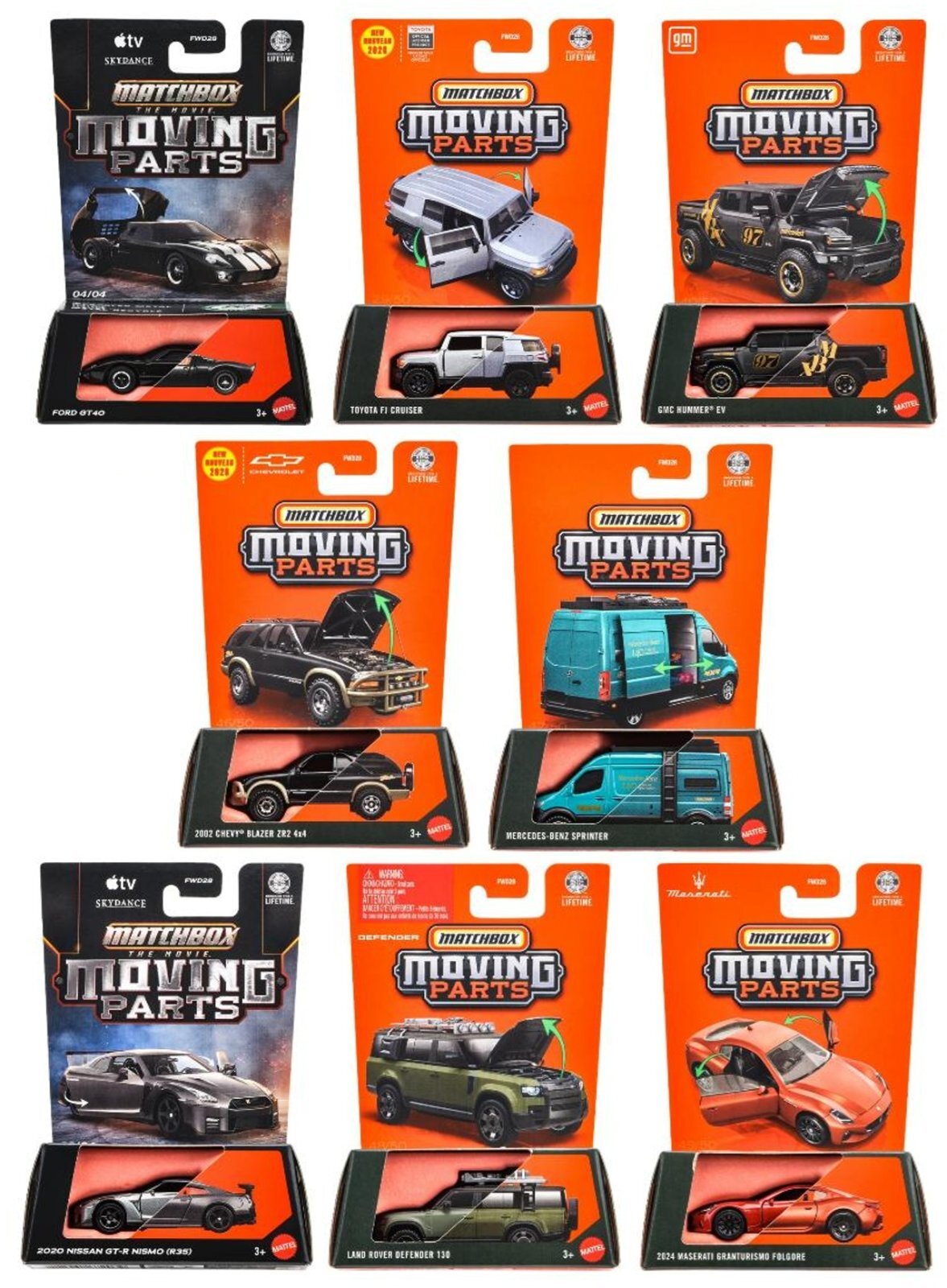画像: 【仮予約】PRE-ORDER - 【2026 MATCHBOX MOVING PARTS　"R"アソート 8個入り】フォード GT40/トヨタ FJ クルーザー/GMC ハマー EV/2002 シェビー ブレイザー ZR2 4x4/メルセデス・ベンツ スプリンター/2020 日産 GT-R ニスモ (R35)/ランドローバー ディフェンダー 130/2024 マセラティ グラントゥーリズモ フォルゴーレ(2026年10月末頃入荷予定）