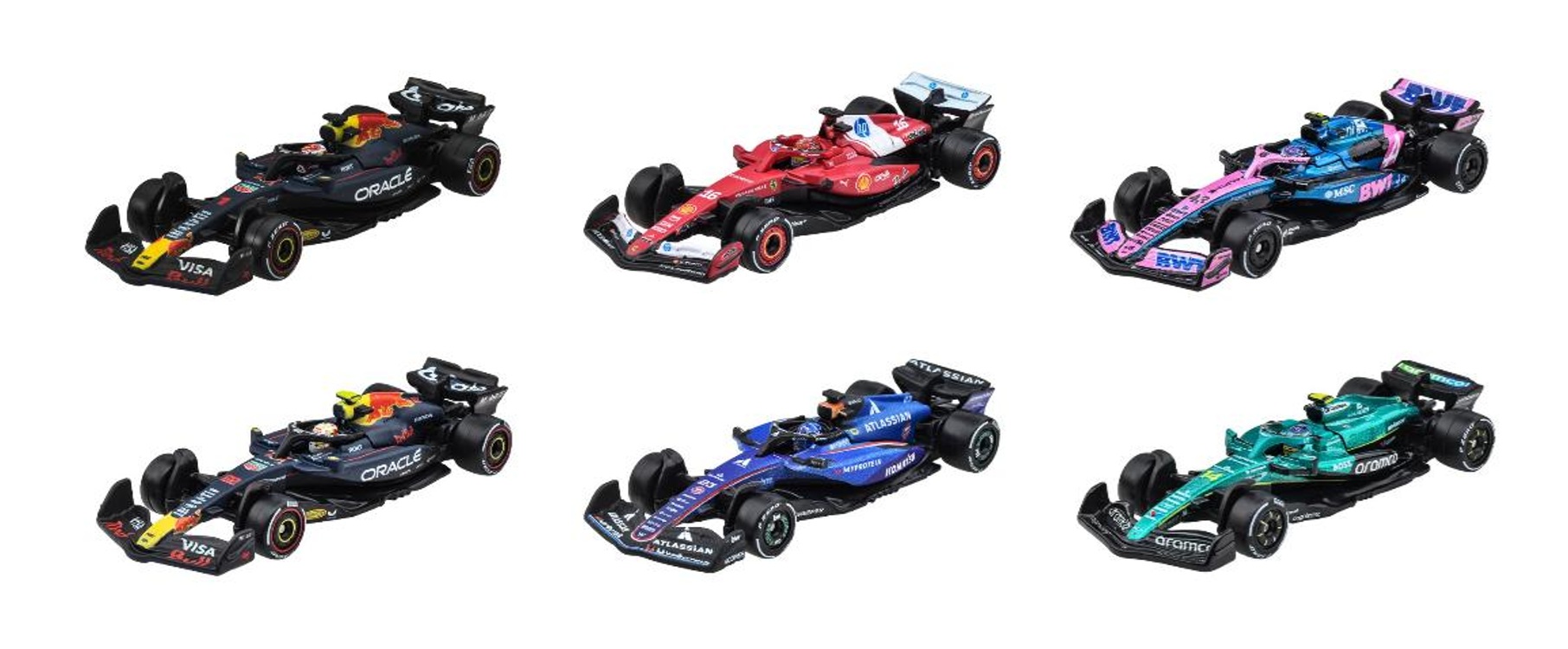 画像: 【仮予約】PRE-ORDER - 2025 HW FORMULA 1 【"FORMULA 1" レース Mアソートメント(8個入り)】オラクル レッドブル・レーシング (#1)/スクーデリア・フェラーリ HP (#16)/BWT アルピーヌ フォーミュラ 1 チーム (#43)/オラクル レッドブル・レーシング (#22)/アトラシアン ウィリアムズ レーシング (#23)/アストンマーティン アラムコ フォーミュラ 1 チーム (#14)(2026年10月末頃入荷予定）