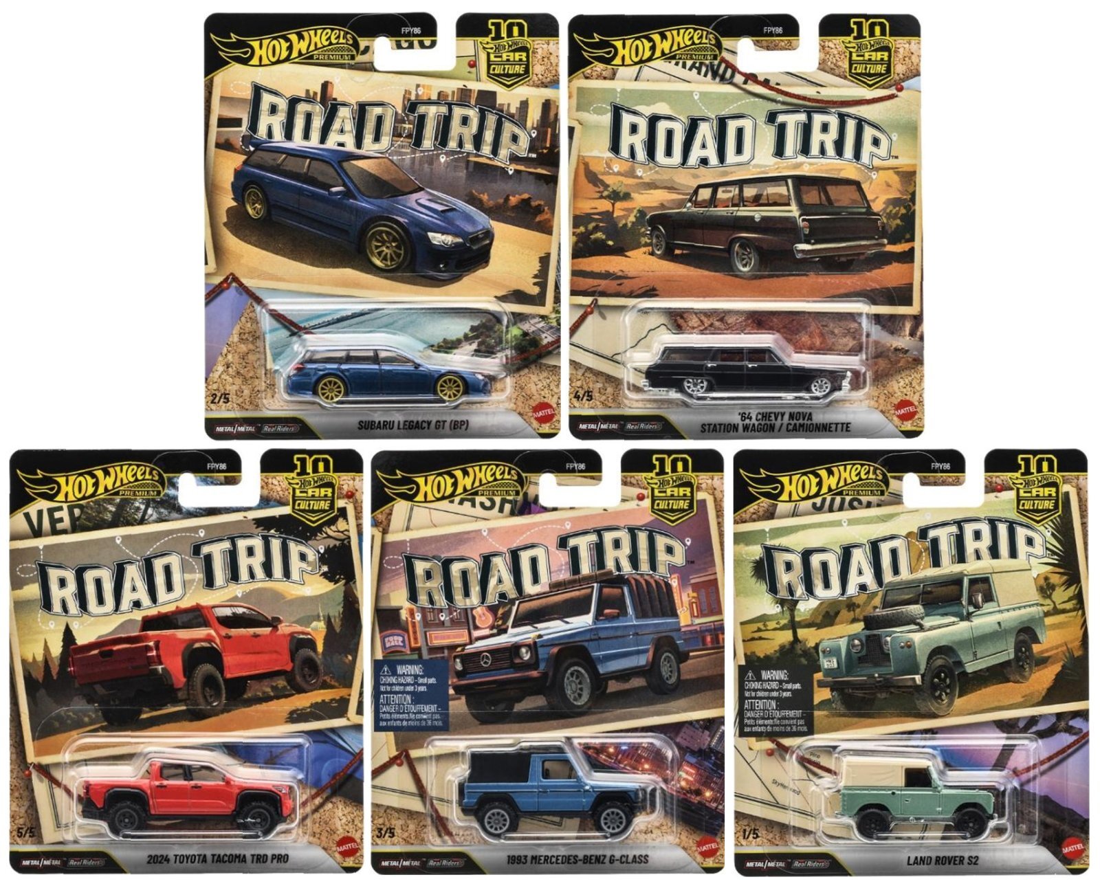 画像: 【仮予約】PRE-ORDER - 2026 HW CAR CULTURE 【ロードトリップ - 5種セット】スバル レガシィ GT (BP)/'64 シェビー ノヴァ ステーション ワゴン/2024 トヨタ タコマ TRD プロ/1993 メルセデス・ベンツ G-クラス/ランドローバー S2 (2026年11月中旬入荷予定）