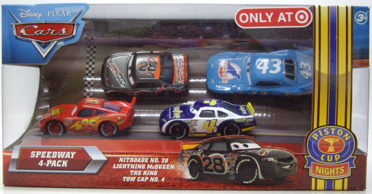 画像: TARGET EXCLUSIVE SPEEDWAY 4-PACK 【NITOADE NO.28/LIGHTNING McQUEEN/THE KING/TOW CAP NO.4】　