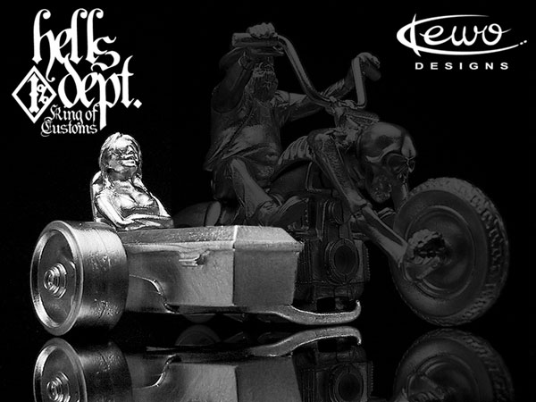 画像: HELLS DEPT 2010 【"Kewo Design" Coffin SideCar & Pussy Girl】  WHITE METAL MADE　（送料サービス適用外）