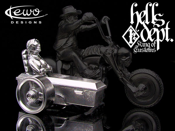 画像: HELLS DEPT 2010 【"Kewo Design" Coffin SideCar & Pussy Girl】  WHITE METAL MADE　（送料サービス適用外）
